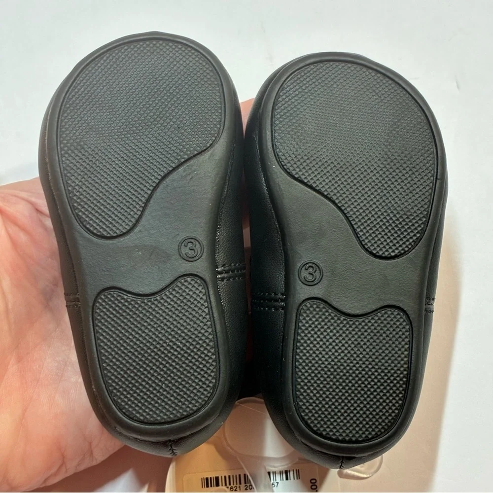 First Impressions Baby Girls 3C (6-9mos) Faux Leather Black Ballet Flats